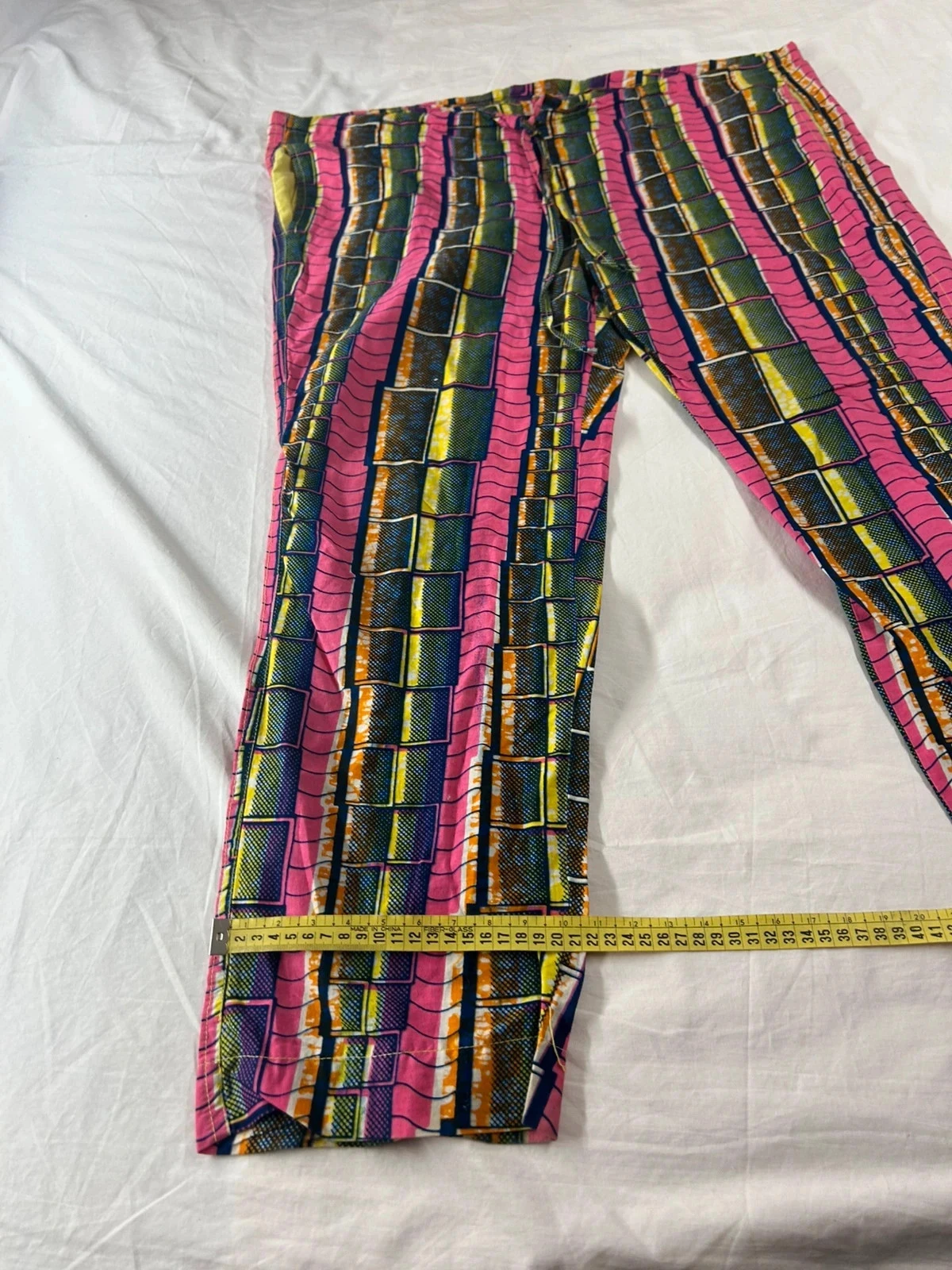 Handgemaakte vintage multicolor geprinte broek hand made – photo 6